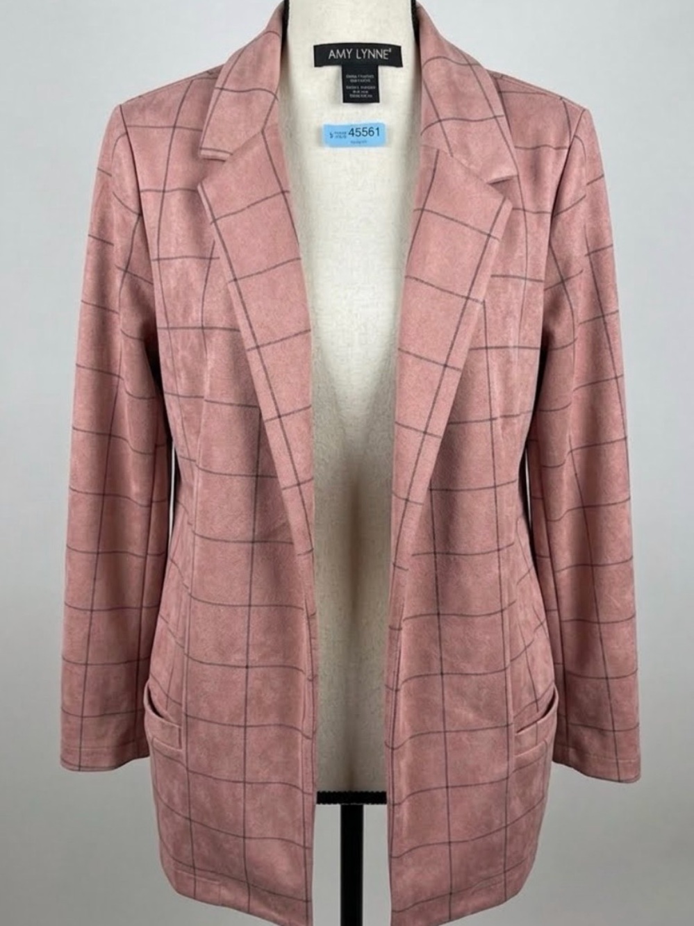 Ashley Stewart Pink Blazer with Notched Lapels and Relaxed Fit